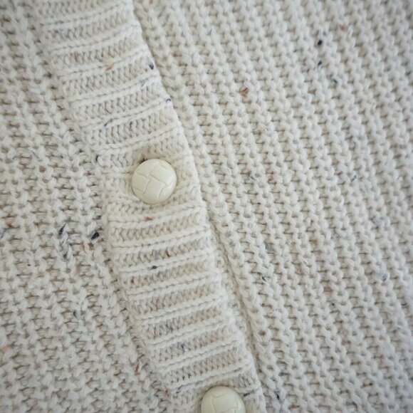 Vintage Newcomer Cream Chunky Knit 10% Wool Button Up Cardigan Sweater S - Picture 11 of 11